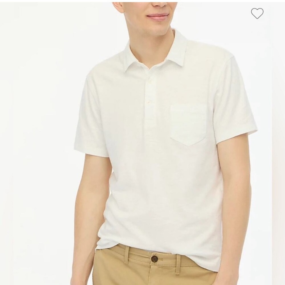 J. Crew factory Men's Short‎ Sleeve Slub Jersey Pocket Polo Shirt  White Size xs